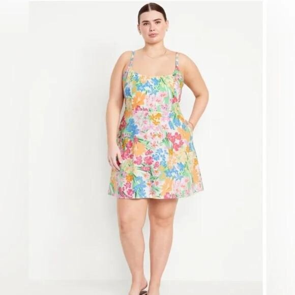 Old Navy Dresses & Skirts - Nwt Old Navy Fit & Flare Linen-Blend Mini Dress